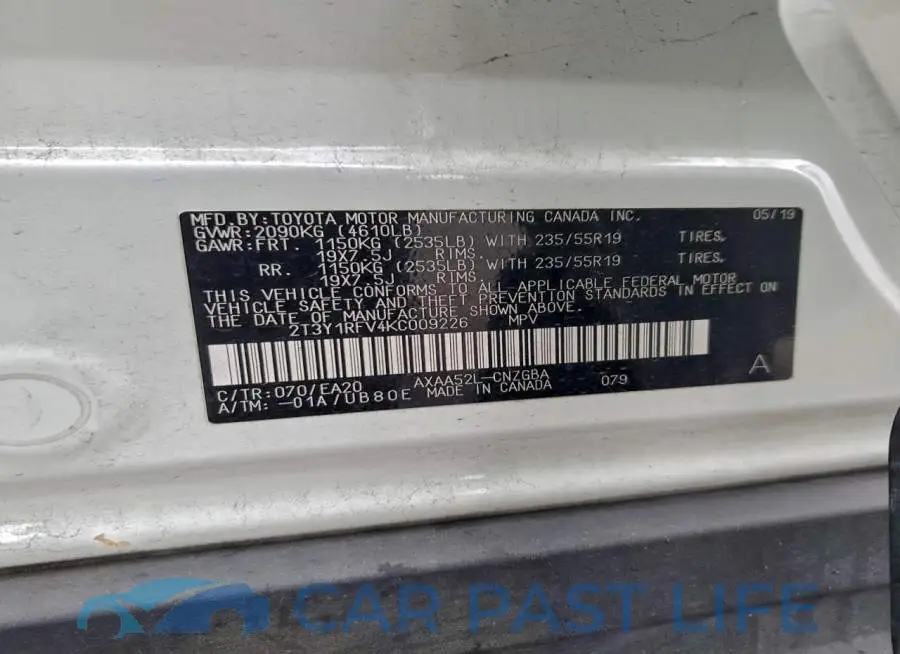 2T3Y1RFV4KC009226# 13