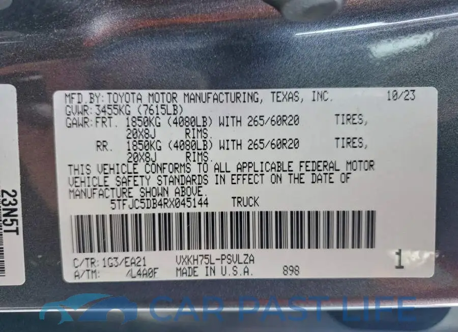5TFJC5DB4RX045144# 13