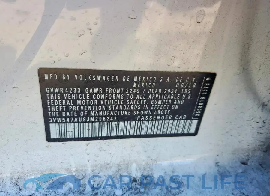 3VW547AU9JM296247# 12