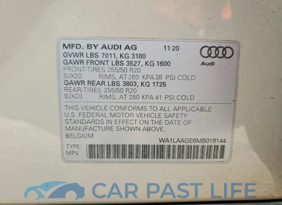 WA1LAAGE6MB016144# 13