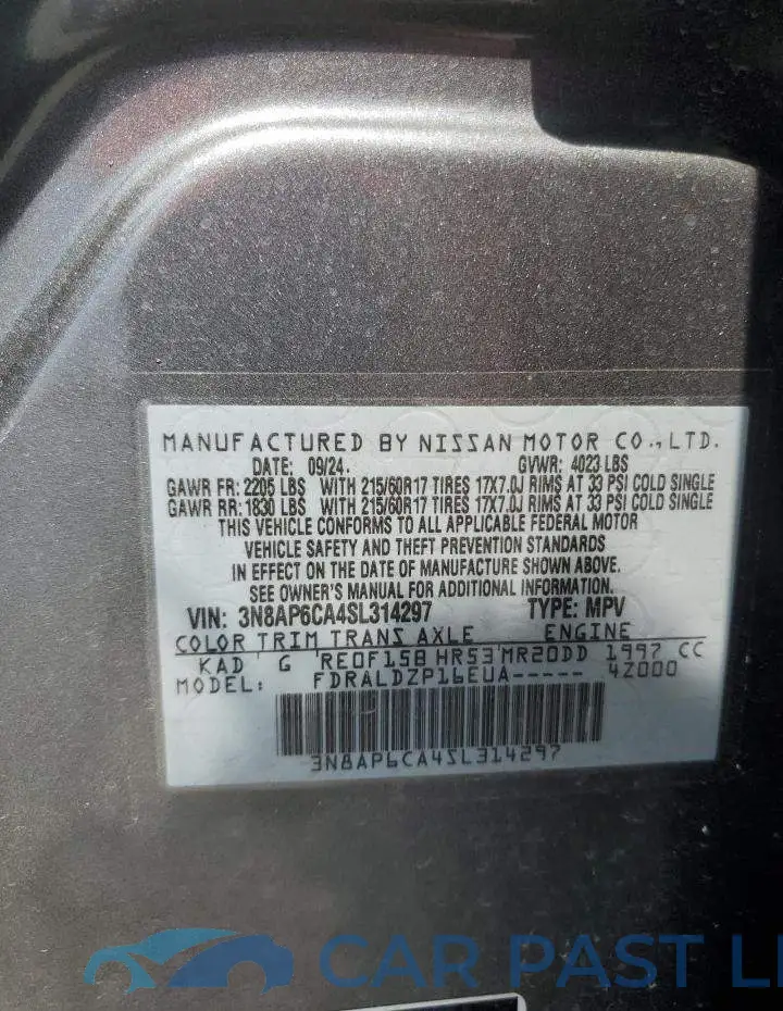3N8AP6CA4SL314297# 13