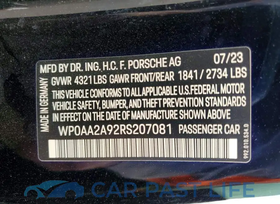 WP0AA2A92RS207081# 13
