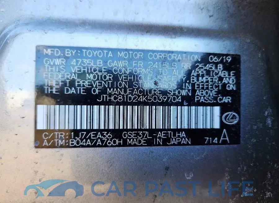 JTHC81D24K5039704# 13