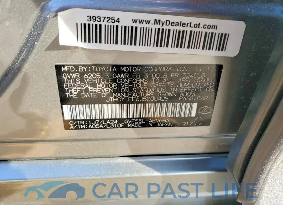 JTHCYLFF6J5000428# 12