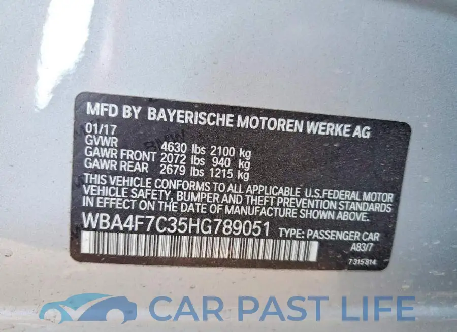 WBA4F7C35HG789051# 12