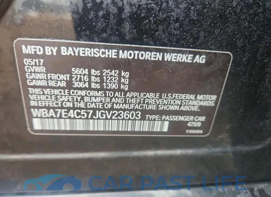 WBA7E4C57JGV23603# 12