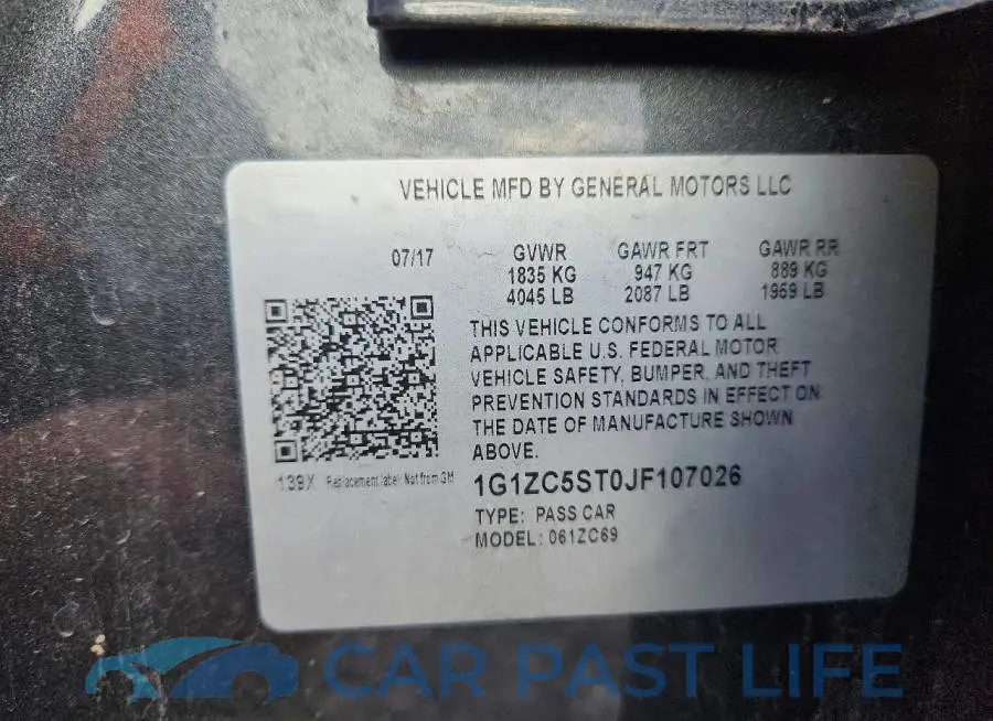 1G1ZC5ST0JF107026# 12