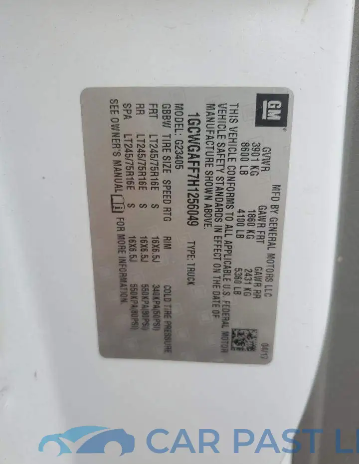 1GCWGAFF7H1256049# 14