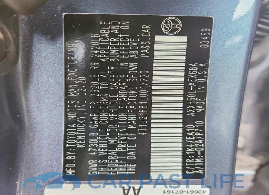 4T1J21FB1LU017220# 13