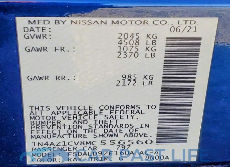 1N4AZ1CV8MC556560# 12