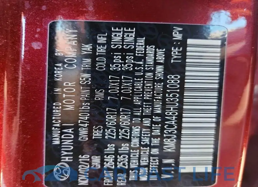 KM8J3CA48HU351088# 13