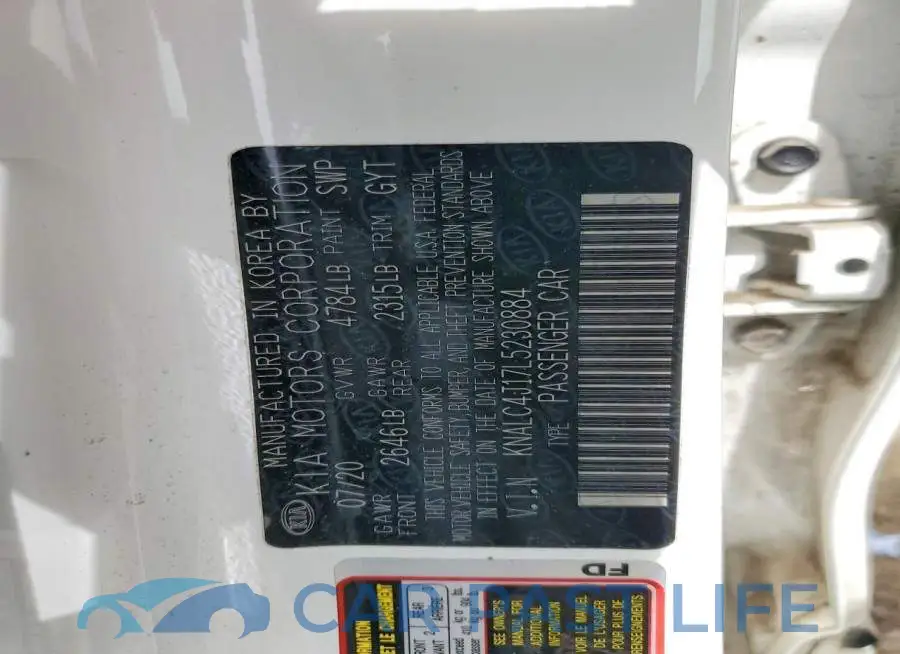 KNALC4J17L5230884# 13