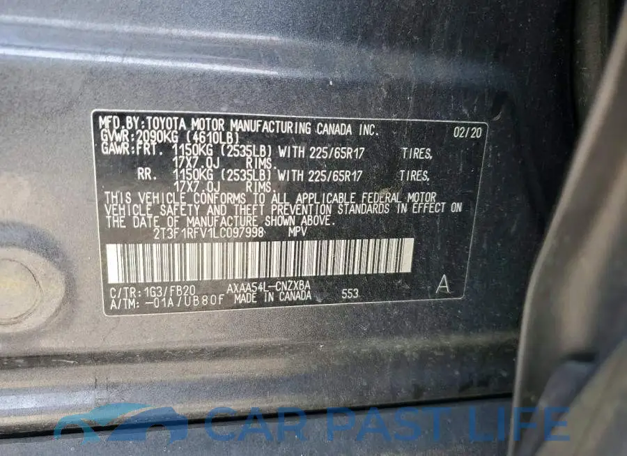 2T3F1RFV1LC097998# 13