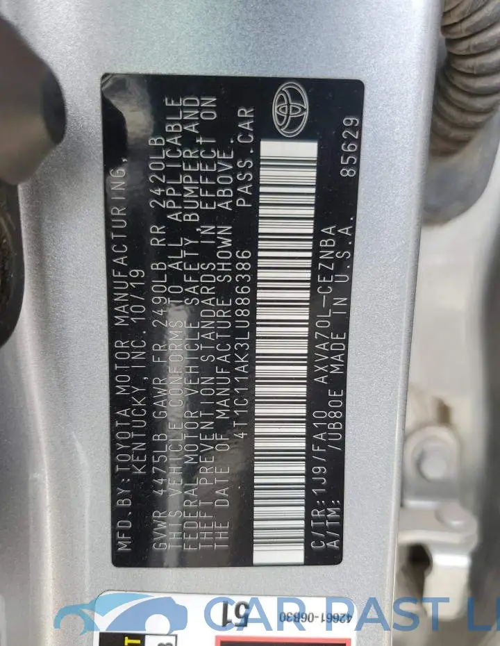 4T1C11AK3LU886386# 12