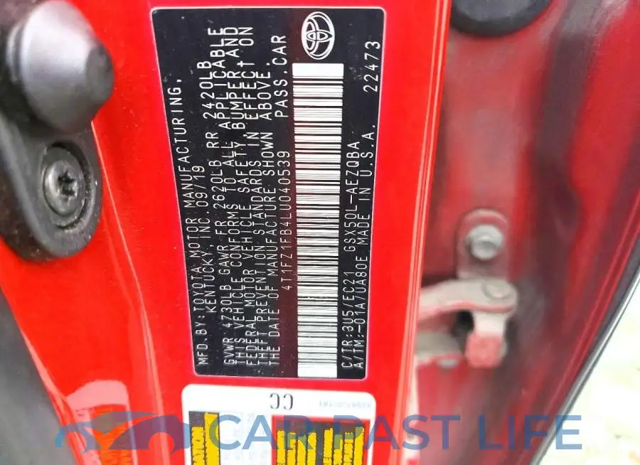 4T1FZ1FB4LU040539# 9
