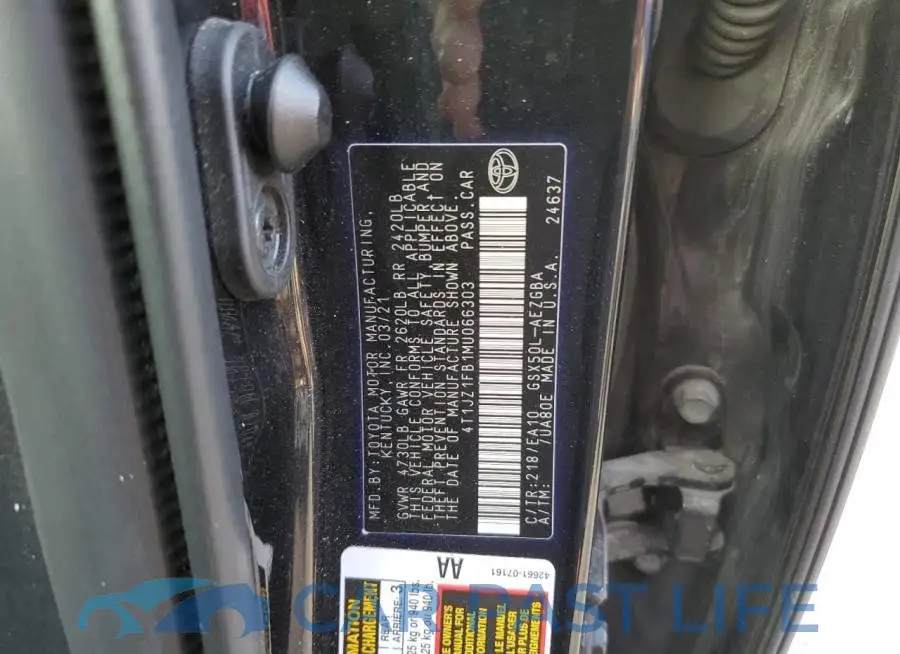 4T1JZ1FB1MU066303# 12