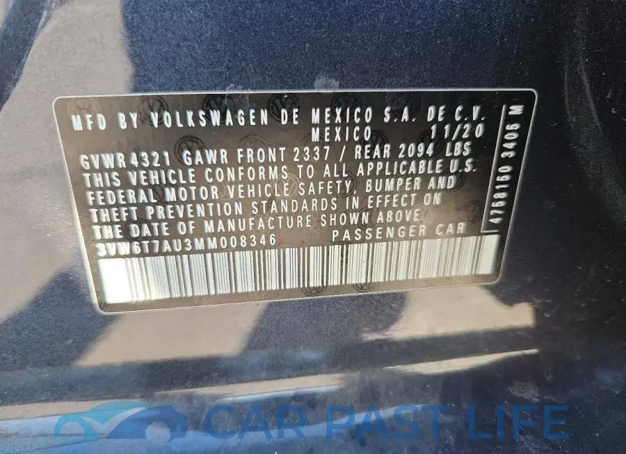 3VW6T7AU3MM008346# 13