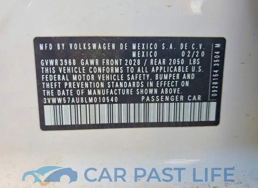3VWW57AU8LM010540# 12