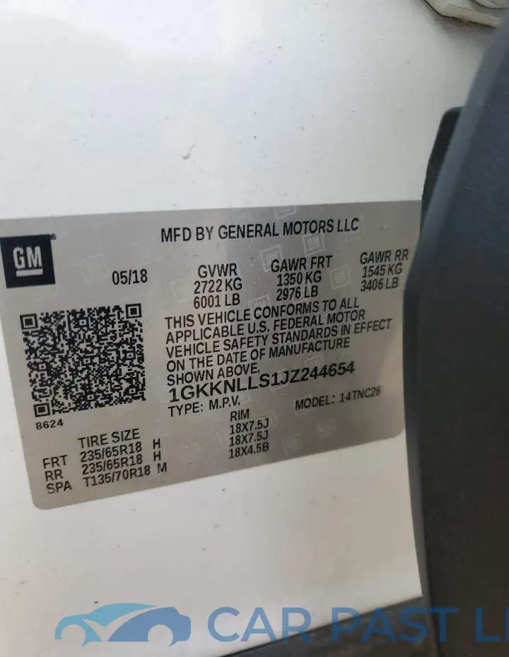 1GKKNLLS1JZ244654# 13