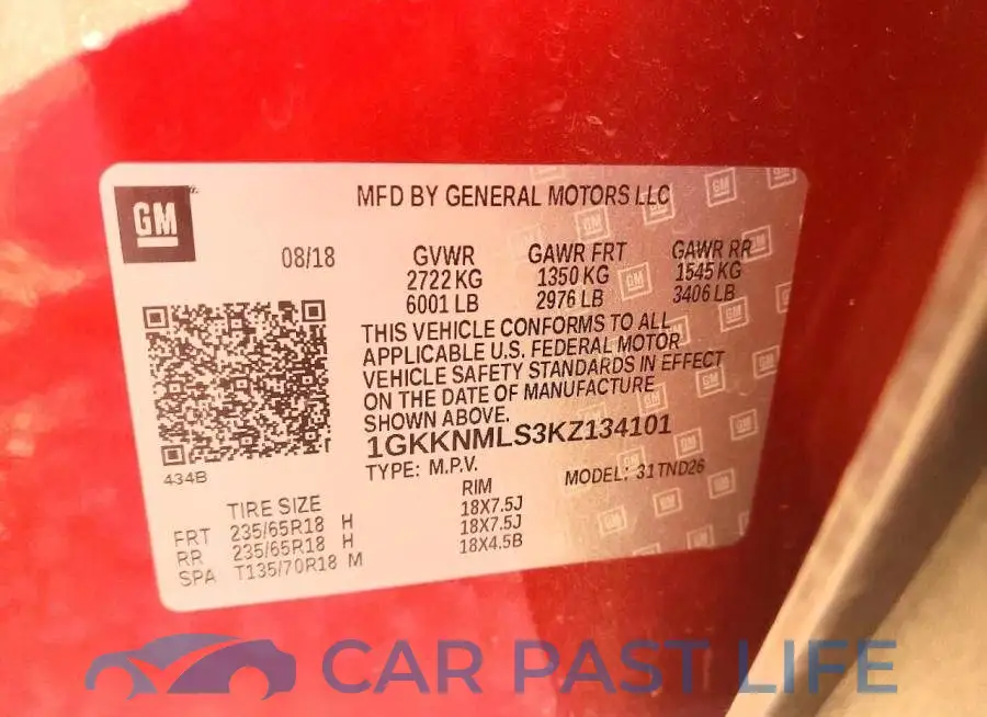 1GKKNMLS3KZ134101# 13