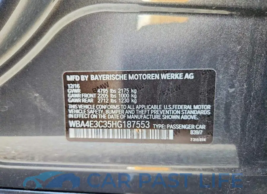 WBA4E3C35HG187553# 12