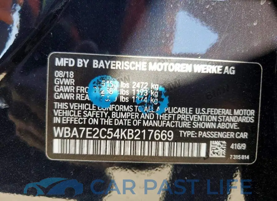 WBA7E2C54KB217669# 12