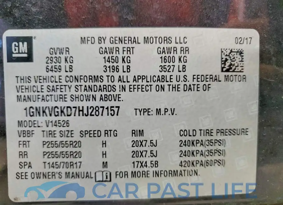 1GNKVGKD7HJ287157# 13