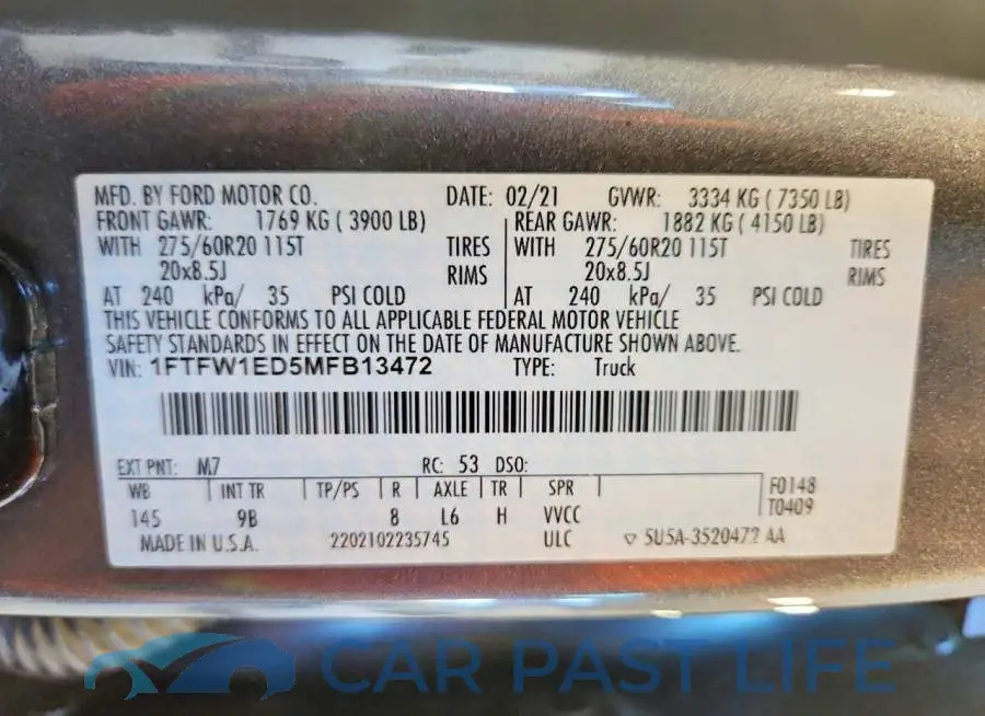1FTFW1ED5MFB13472# 12