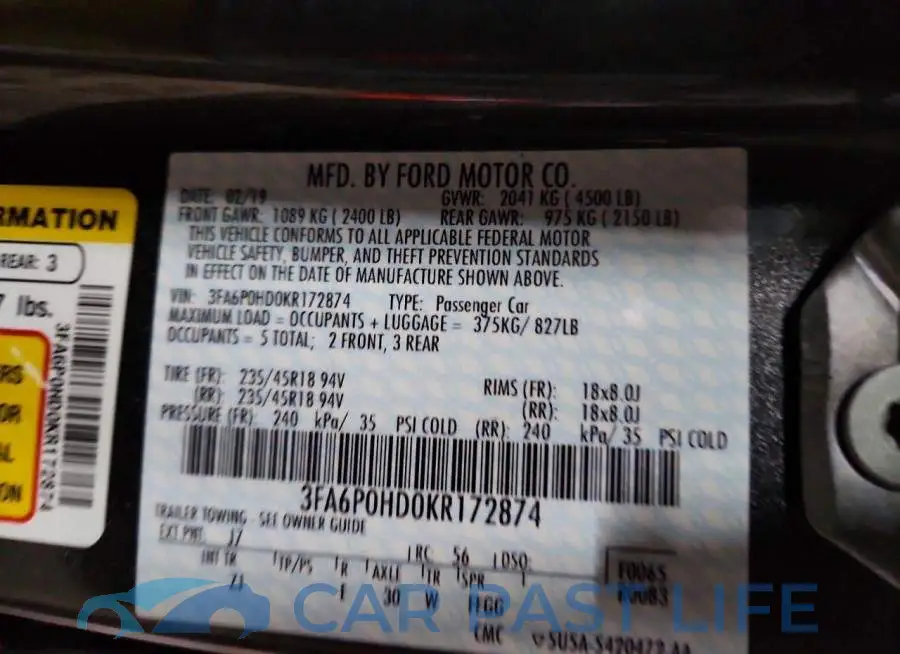 3FA6P0HD0KR172874# 12