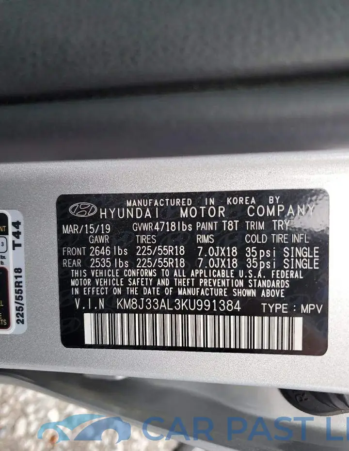 KM8J33AL3KU991384# 12