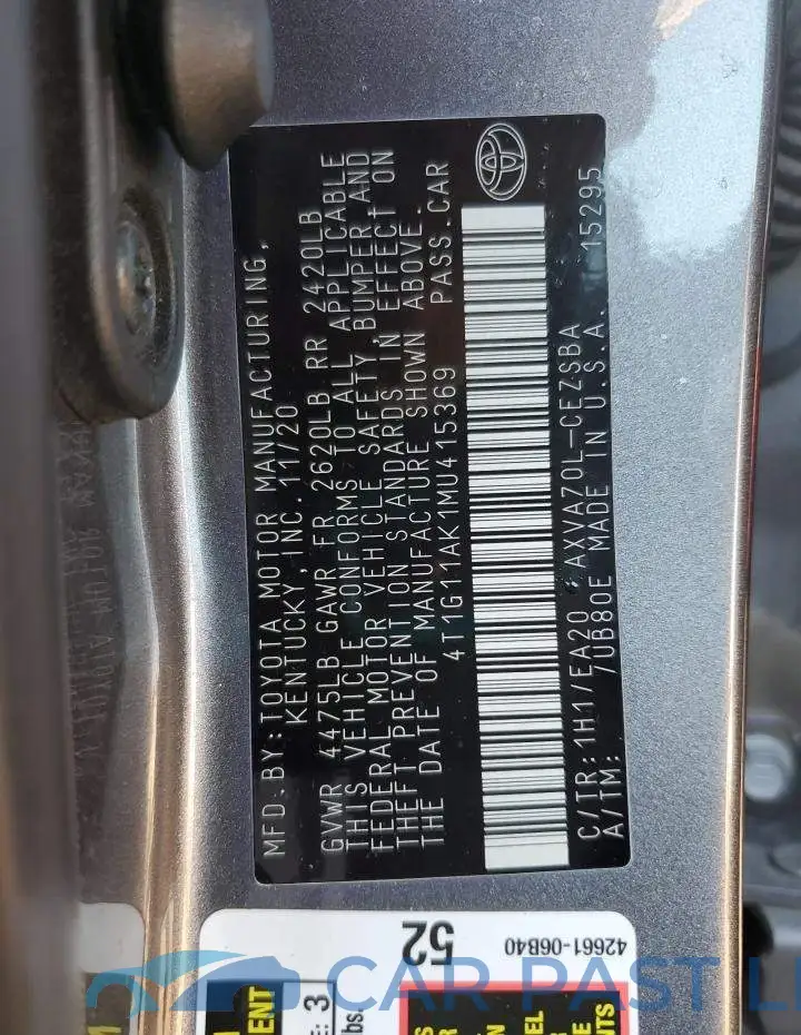 4T1G11AK1MU415369# 12