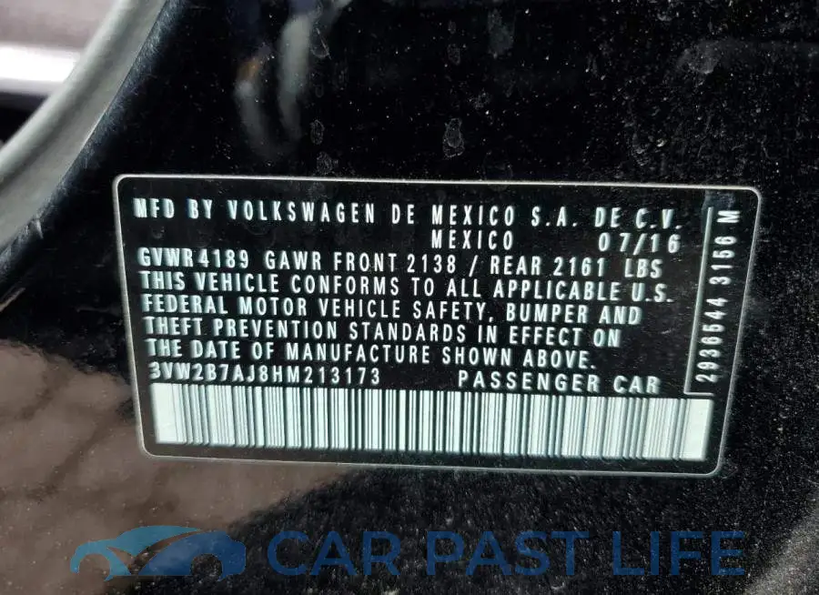 3VW2B7AJ8HM213173# 13