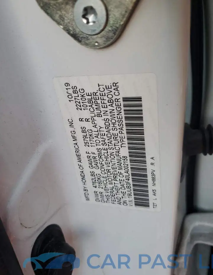 19UUB3F40LA002158# 12