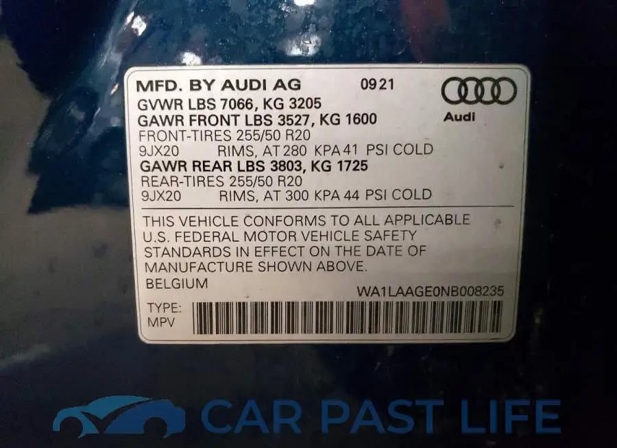 WA1LAAGE0NB008235# 13