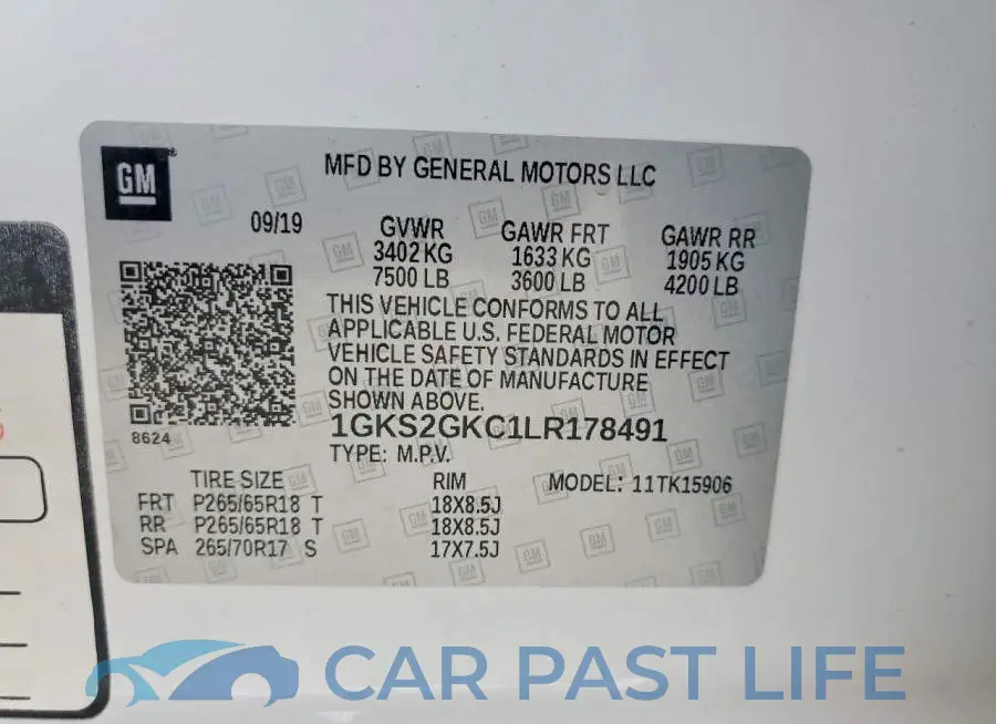 1GKS2GKC1LR178491# 13