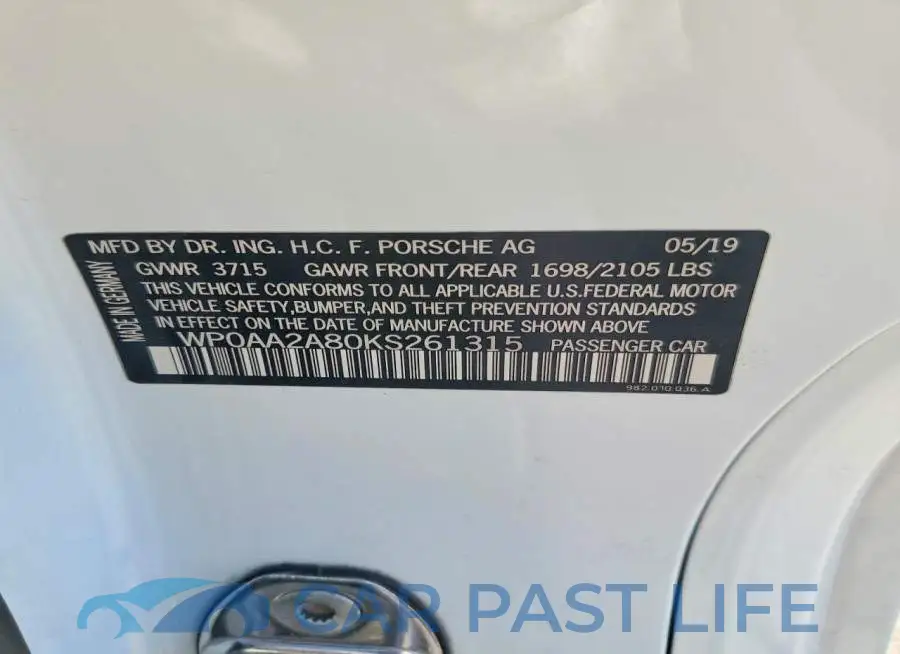 WP0AA2A80KS261315# 13