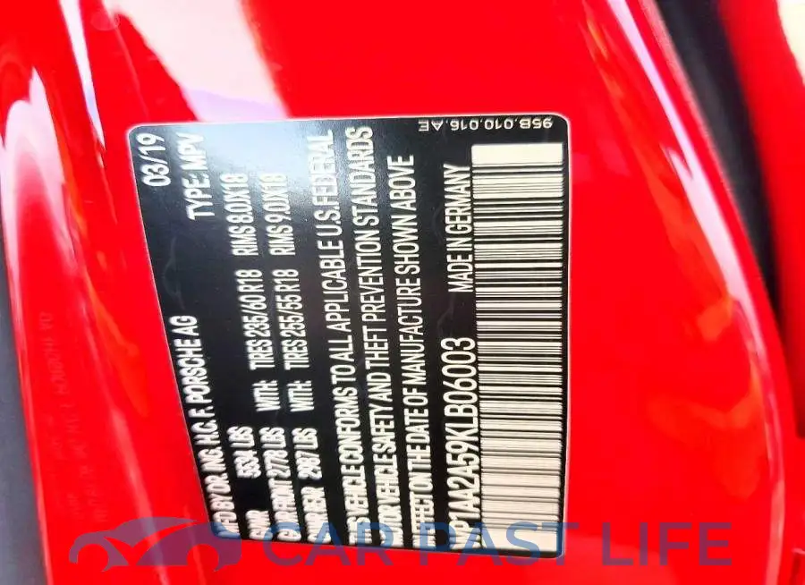 WP1AA2A59KLB06003# 12