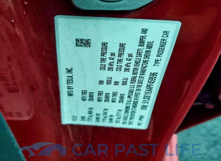 5YJ3E1EA4PF459596# 12