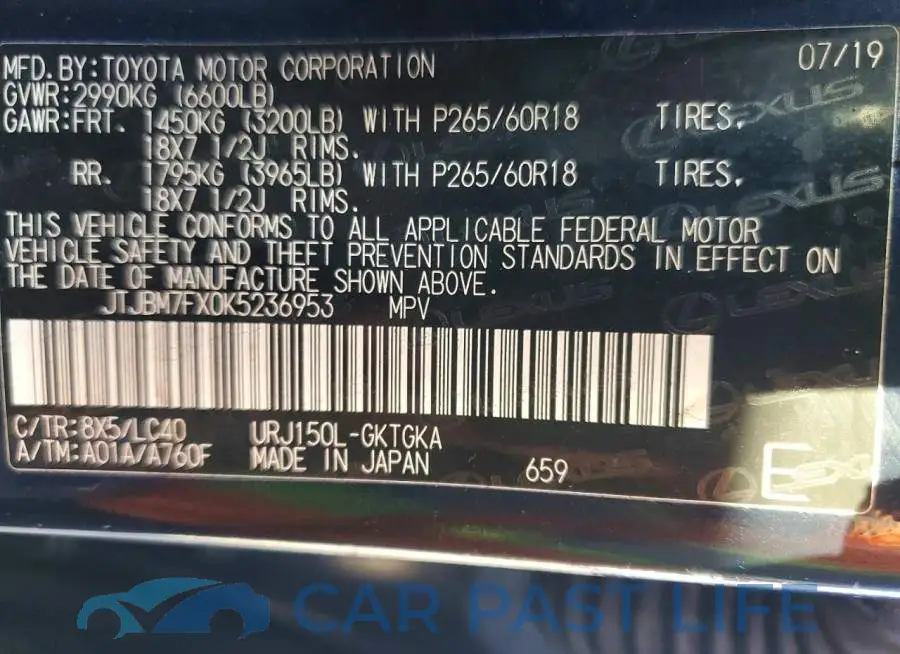 JTJBM7FX0K5236953# 13