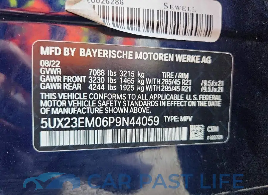 5UX23EM06P9N44059# 13