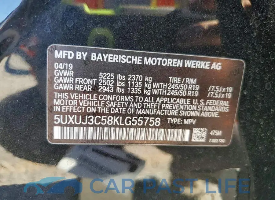 5UXUJ3C58KLG55758# 13