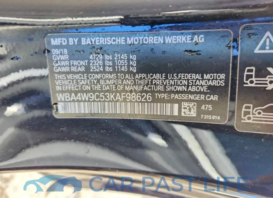 WBA4W9C53KAF98626# 12