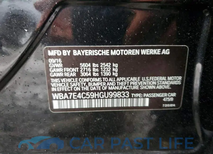 WBA7E4C59HGU99833# 12