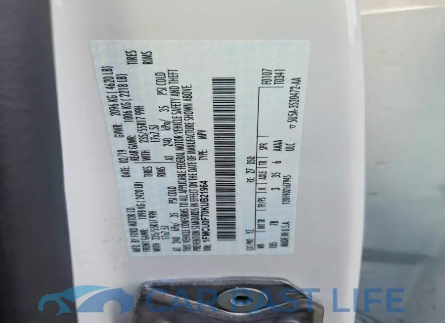 1FMCU0F70KUB21964# 13