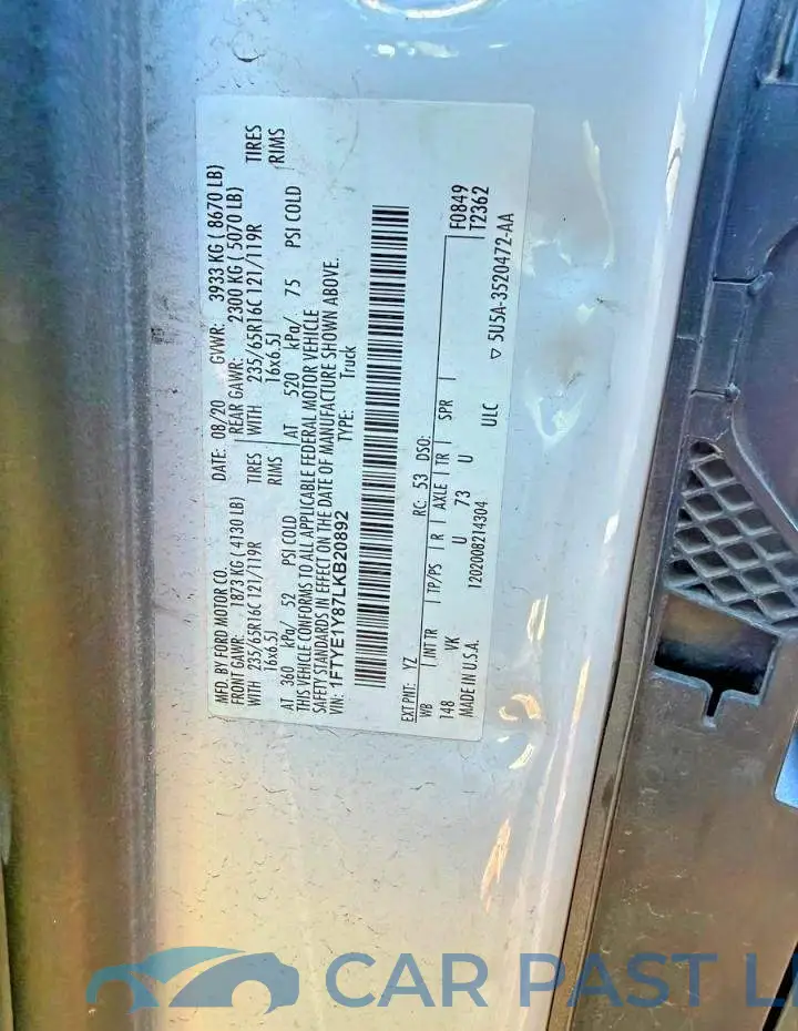 1FTYE1Y87LKB20892# 10