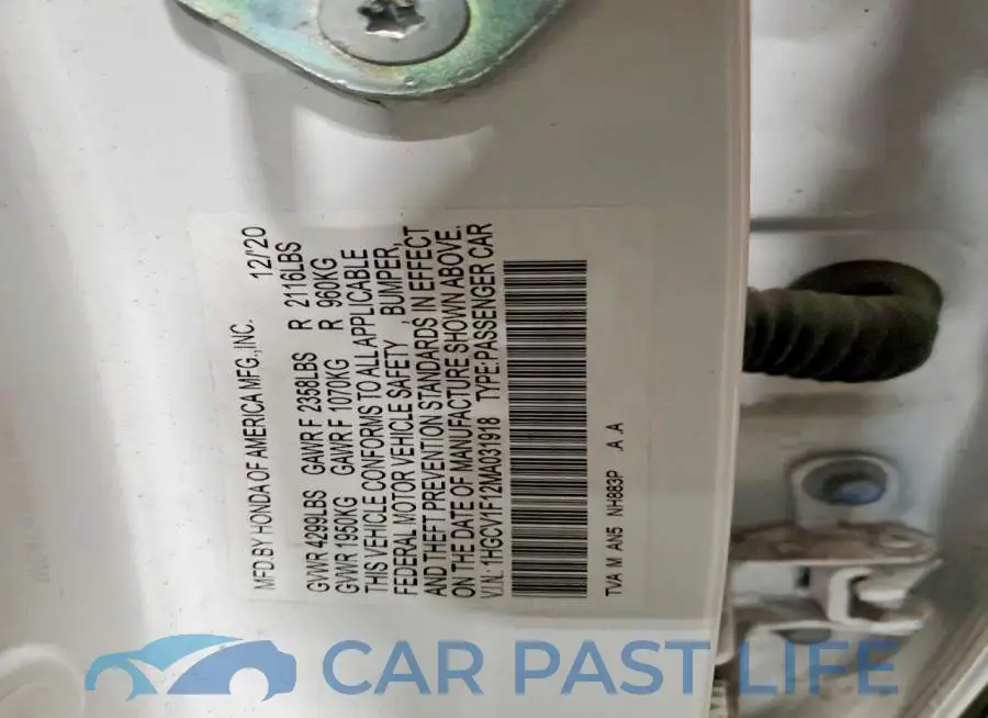 1HGCV1F12MA031918# 12