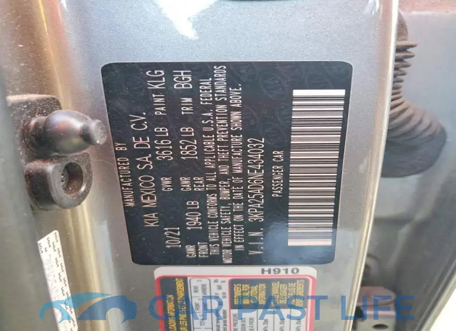 3KPA25AD6NE434032# 12