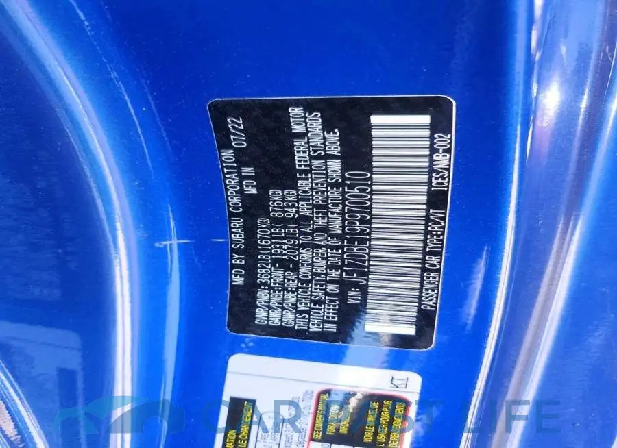 JF1ZDBE19P9700510# 13