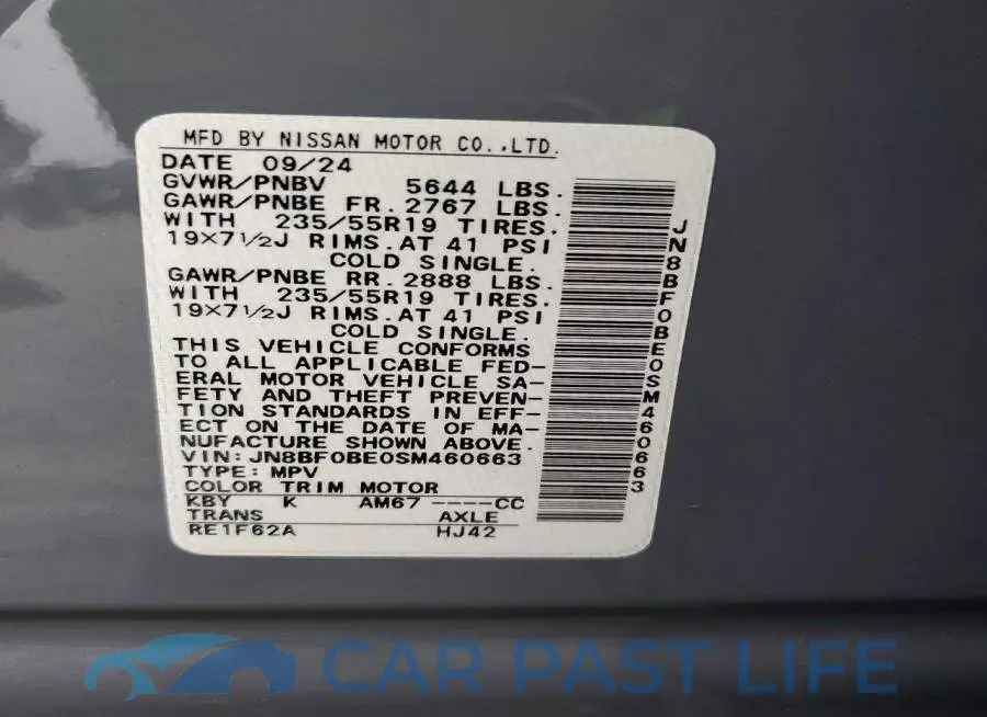 JN8BF0BE0SM460663# 13