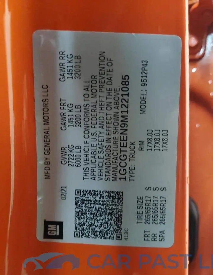1GCGTEEN9M1221085# 13